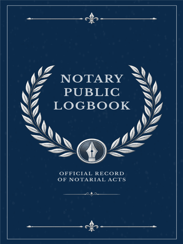 Notary Public Logbook cover template preview