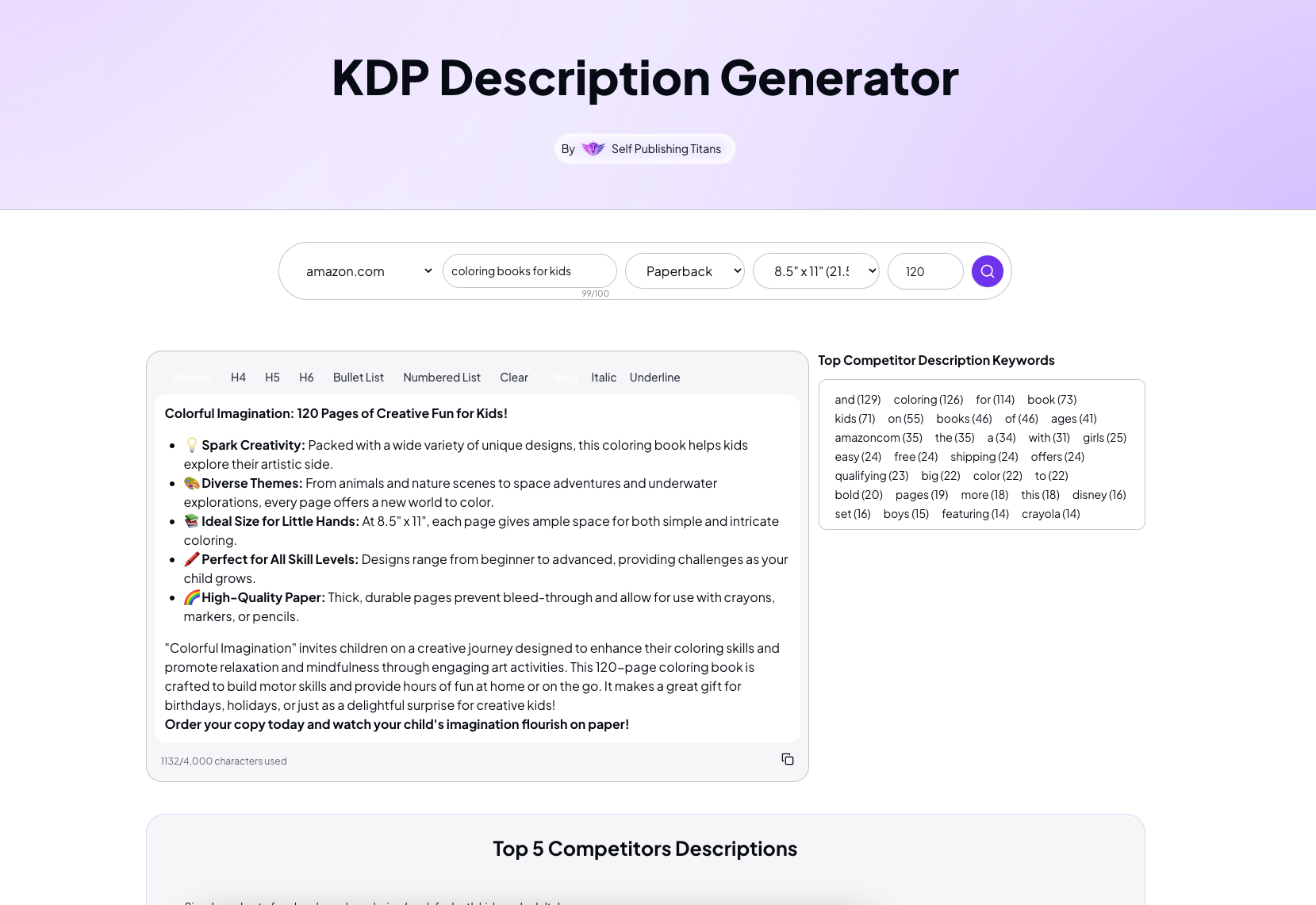 KDP Book Description Generator