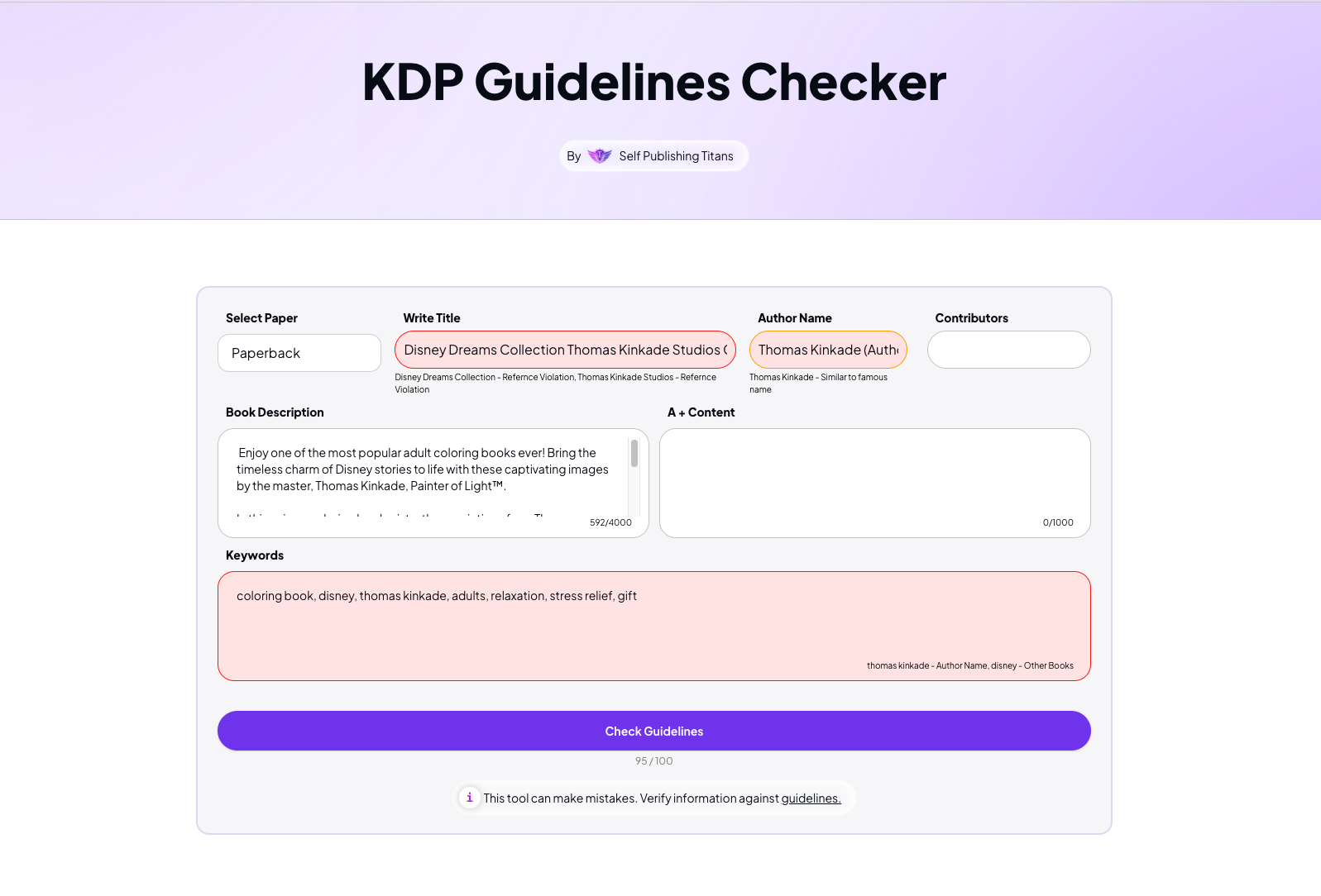 KDP Guidelines Checker