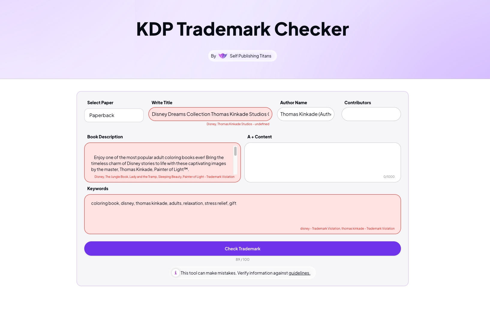 KDP Trademark Checker