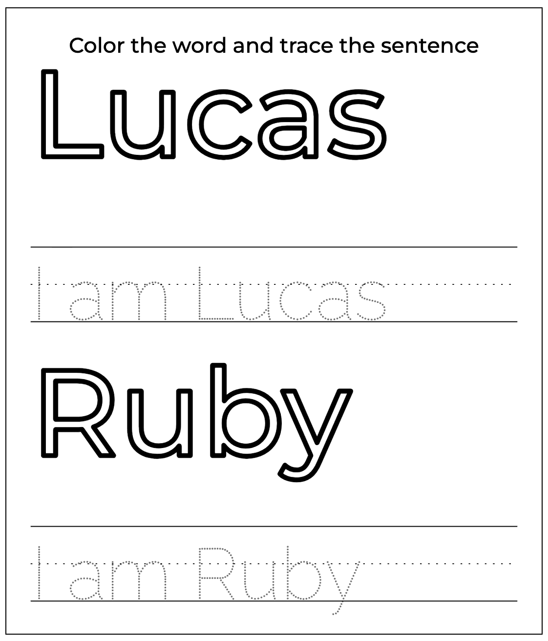 Color Word & Trace Sentence